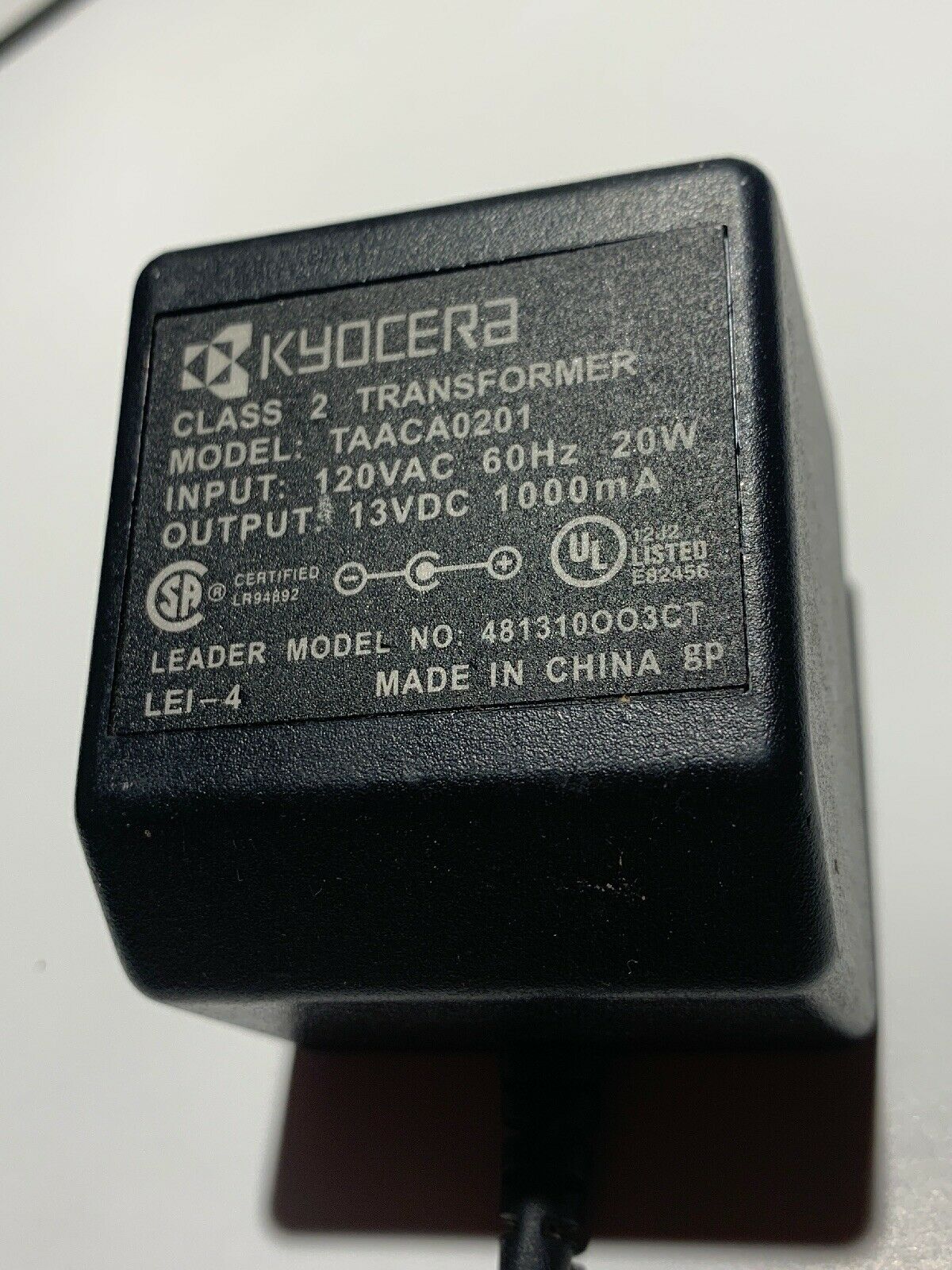 New 13V 1A Kyocera TAACA0201 Class 2 Transformer Power Supply Ac Adapter